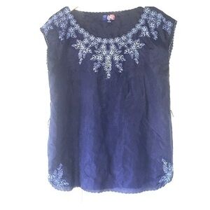 Blue cap sleeve satin Blouse